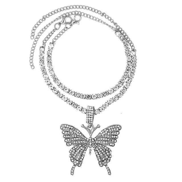 Wholesale Cuban Link Anklet Chain Anklet Butterfly Pendant Anklet for Women