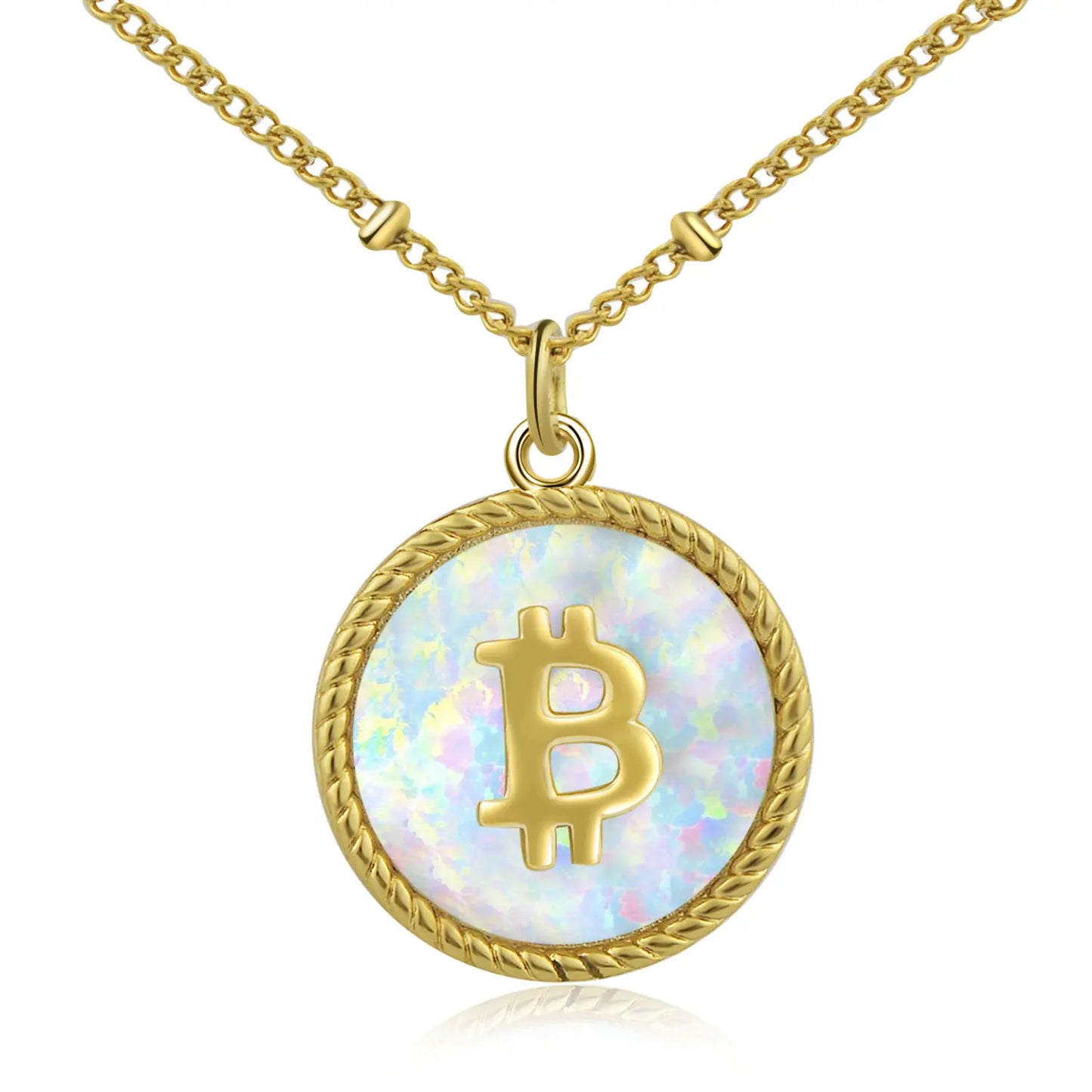 Trendy Symbol Necklace Aobao Inlaid Coin Pendant Fashion Jewelry