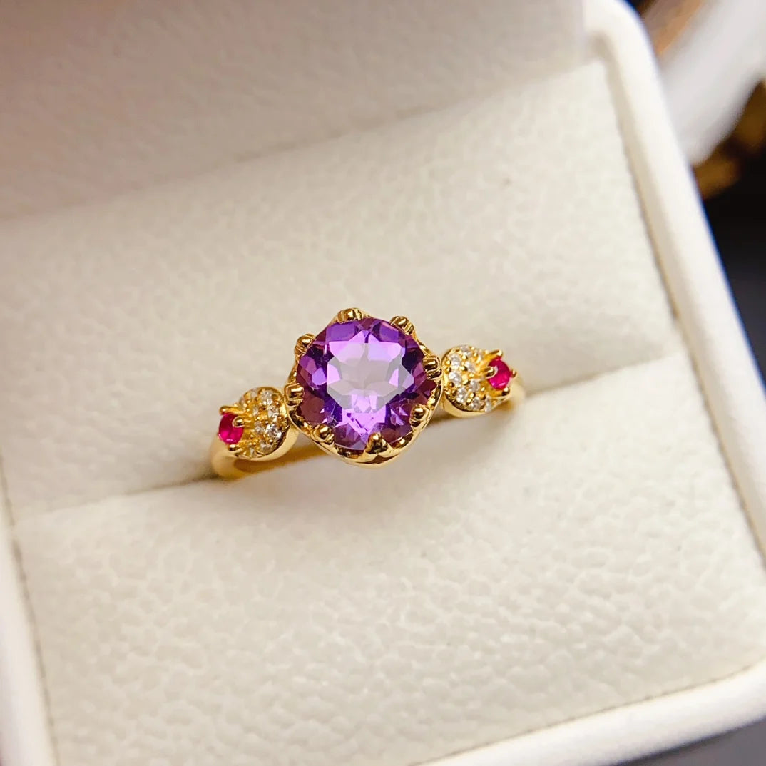 S&S Amethyst Stacking Ring Set | 925 Sterling Silver | Three-Piece Thin Band Collection | S&S Collection
