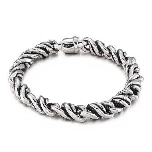 KALEN Vintage Stainless Steel Fashion Jewelry Bracelets Twisted Strand Links Bracelet for Men