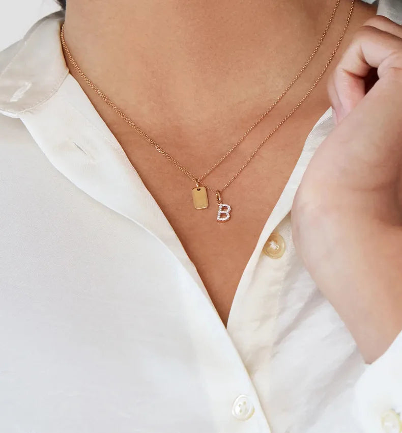 REDheart Fashion Jewelry 925 Sterling Silver Full Zircon Sparkling 26 Letters Pendant Necklaces Women Luxury Silver Necklace