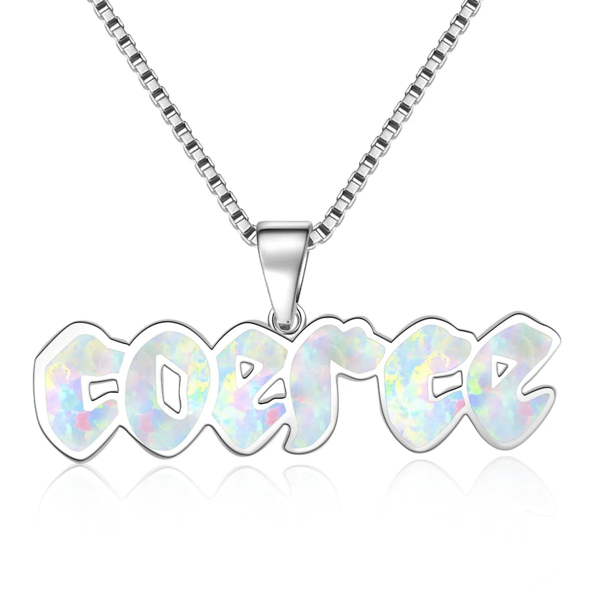 TikTok Ins Viral Custom Letter Necklace | Trendy Copper Silver Plated Dainty White Opal Pendant Link Chain for Women Wholesale