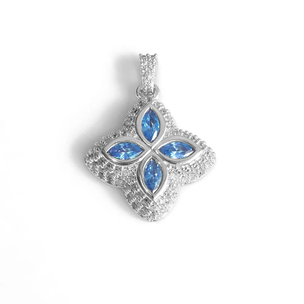 Luxury Full Zircon Four-Leaf Clover Pendant Necklace Hip-Hop Bling Jewelry Gold Plated Necklace