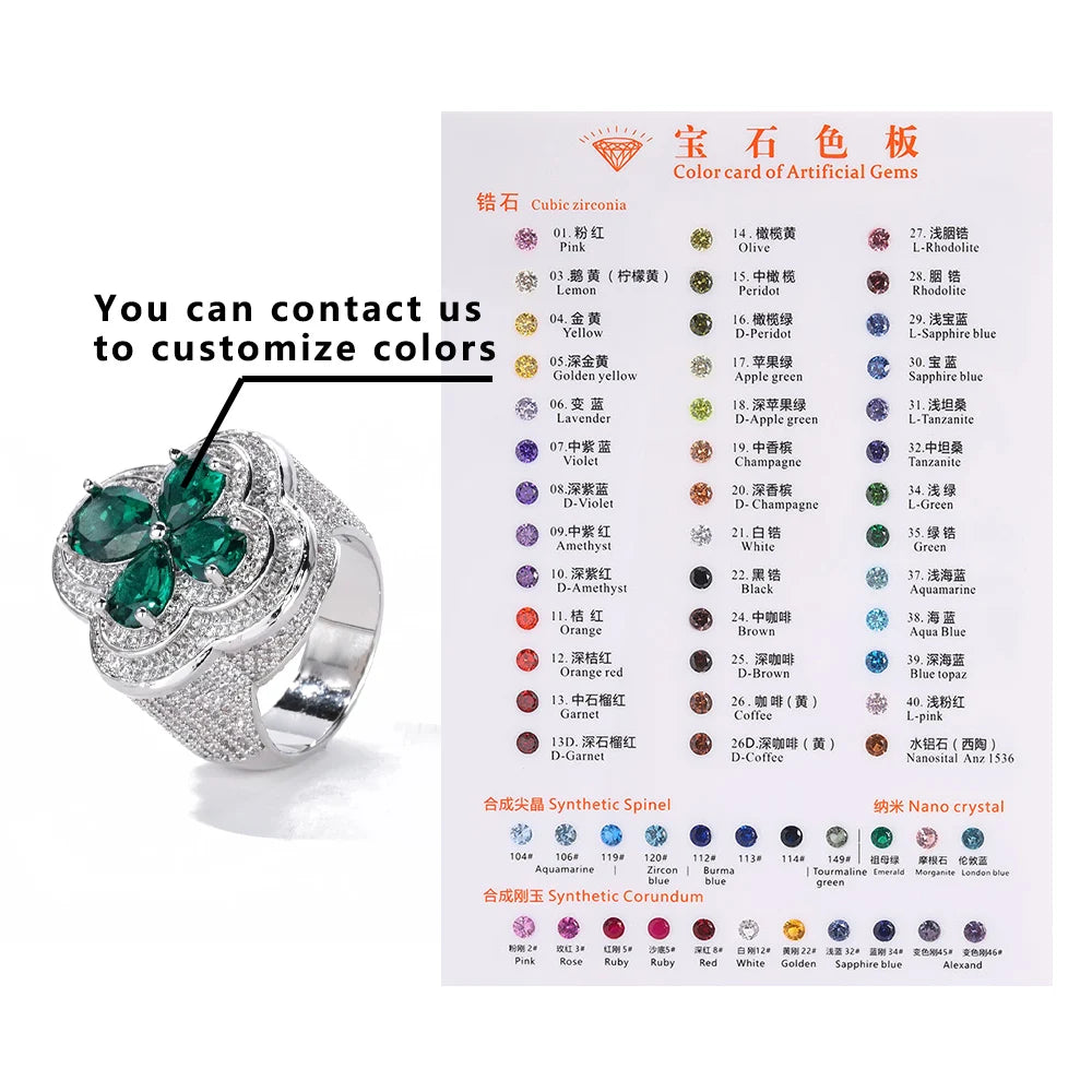 S&S Iced Out Flower Ring | Gemstone Hiphop Ring