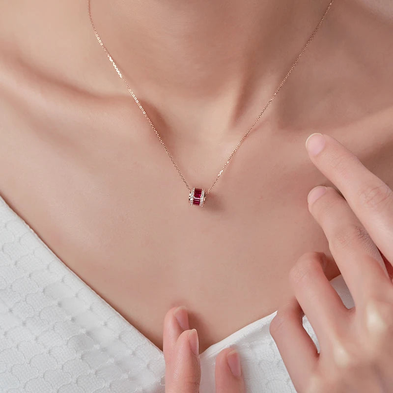 Gemfiori Whole Sale Custom Made Jewelry 18k Real Gold Natural Stone Ruby Jewellery Necklaces