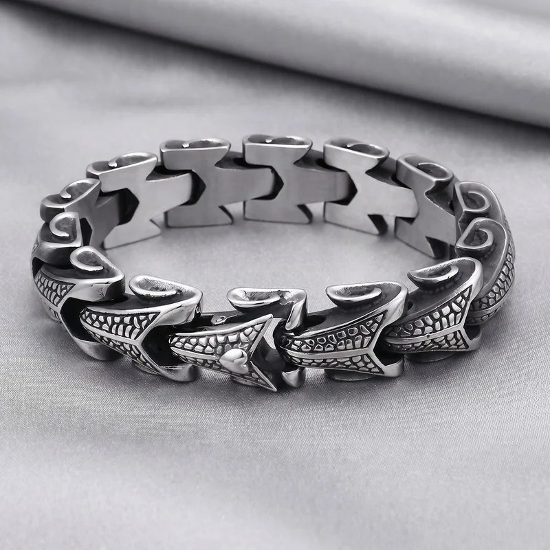 VIKING Double Row Rhinestone Keel Chain Bracelet – Stainless Steel Men's Hip Hop Bangle