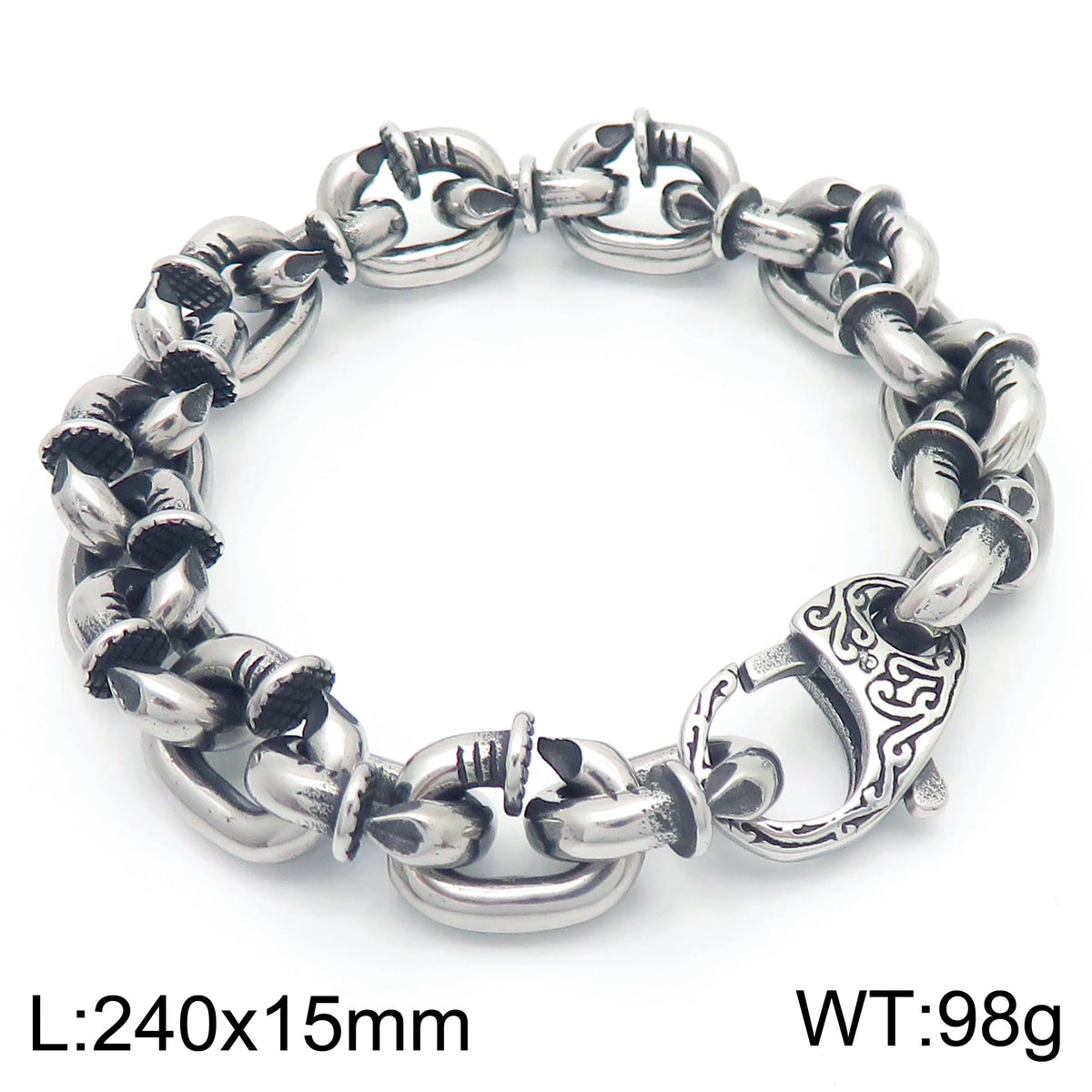 REBEL Unisex Stainless Steel Industrial Style Thick Nail Links Necklace&Bracelet Jewelry Set