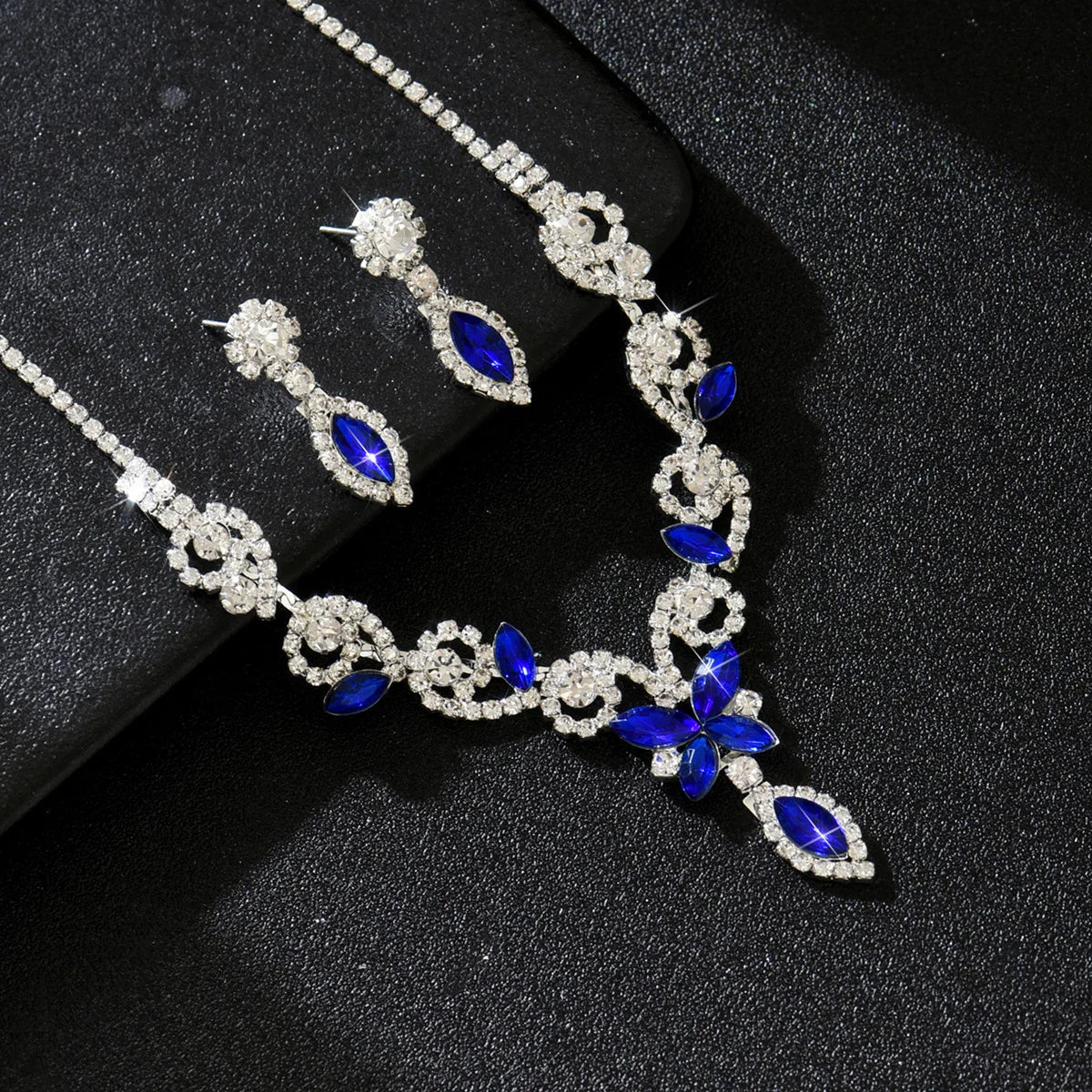 S&S HY New Trendy Crystal butterfly Necklace and Earring Set - Jewelry - Luxury Wedding