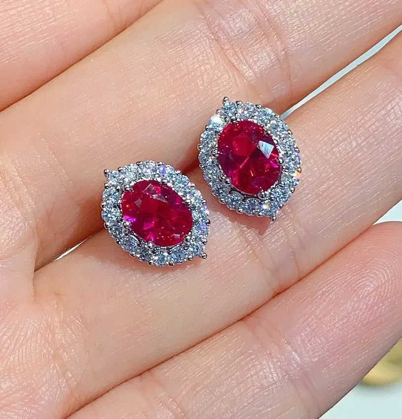 Gemfiori Pigeon Blood Red Set Zircon Temperament Versatile Niche Design High-end Ring Earring Necklace
