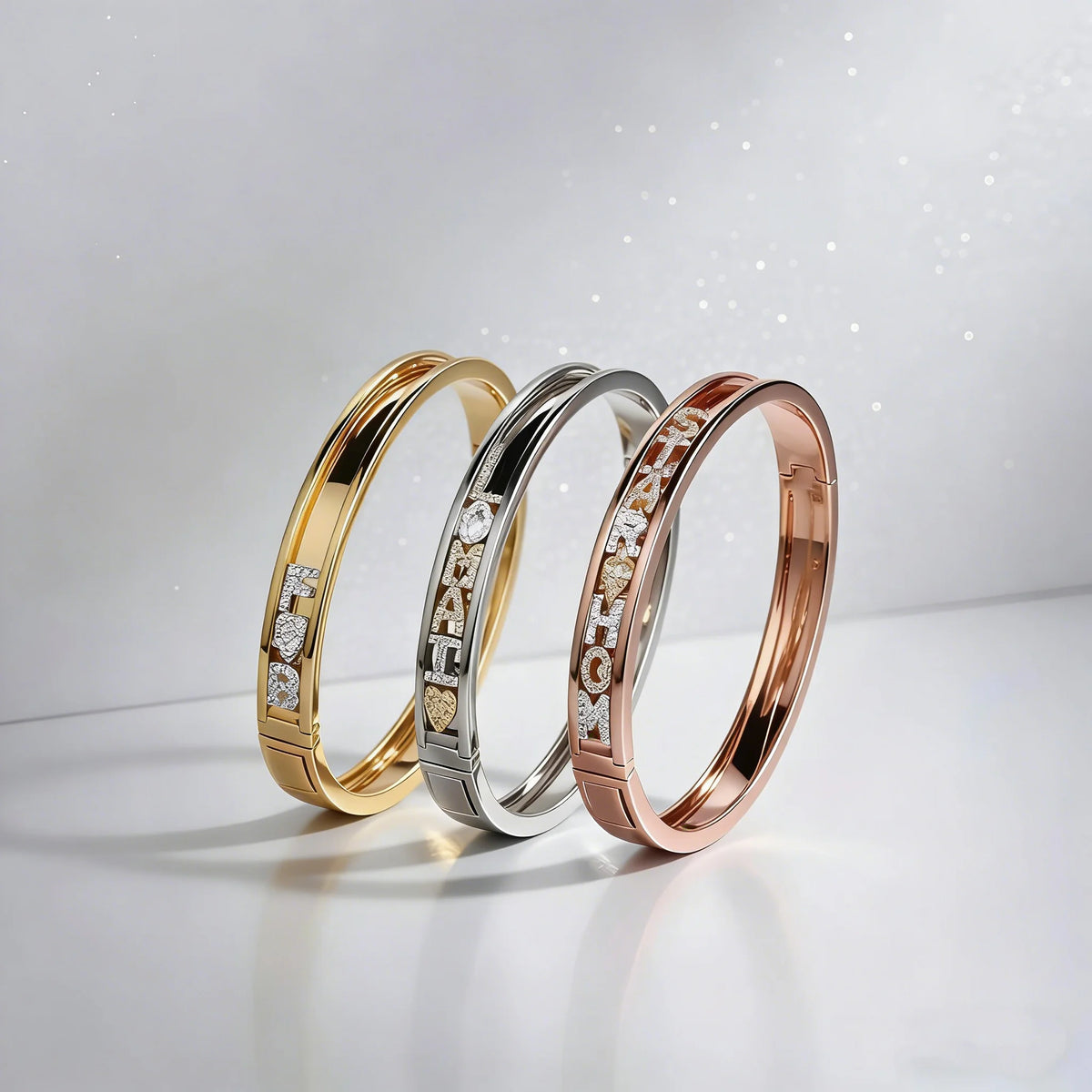 S&S Custom Charms Slide Bangle — Birthstone, Heart & Star | Gold, Silver & Rose Gold | S&S Collection