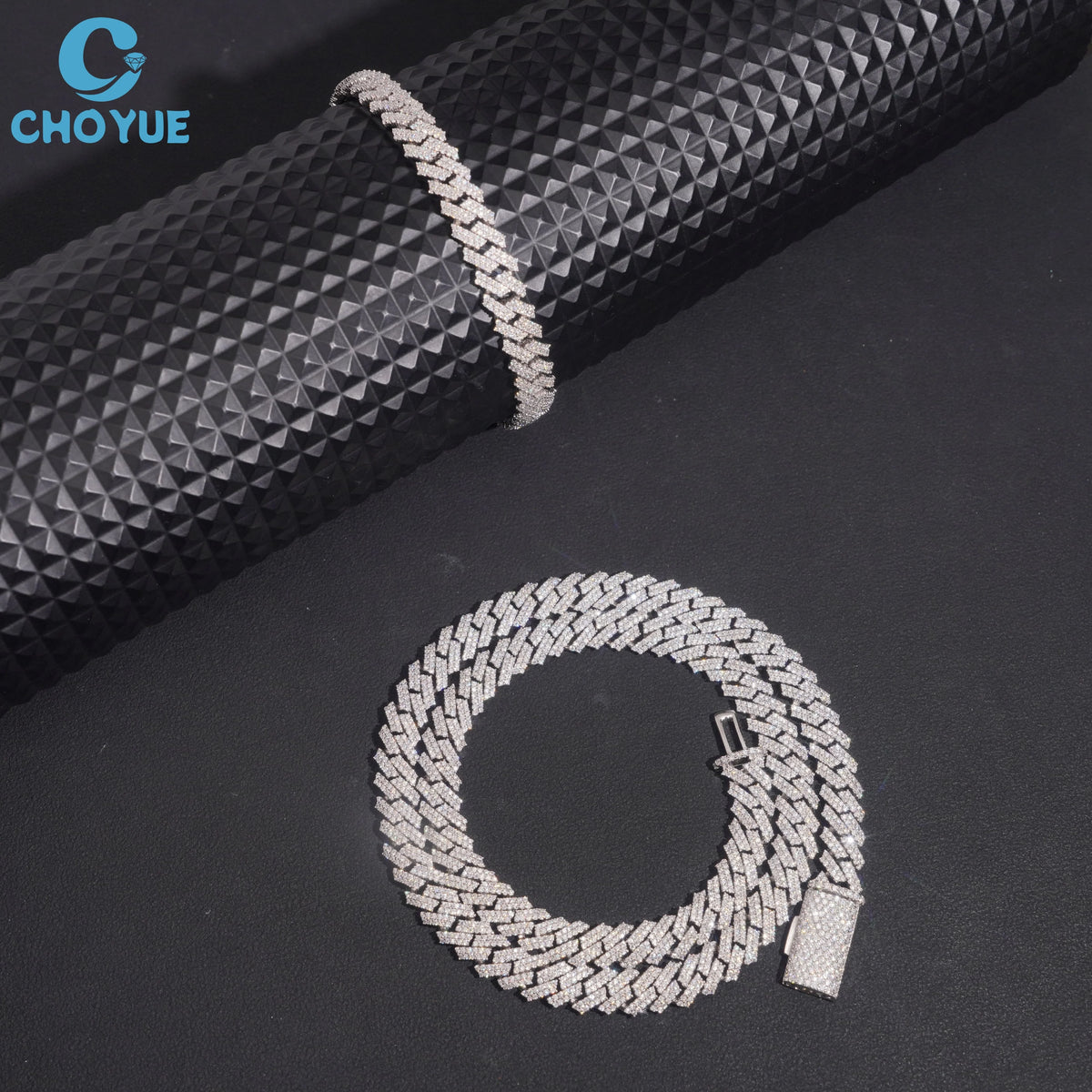 BiG-BOSS Hot Sale Unisex 925 Silver VVS Moissanite Brilliant Cut Figaro Link Chain Necklace Rhodium Plated Iced Hip Hop Jewelry Everyday