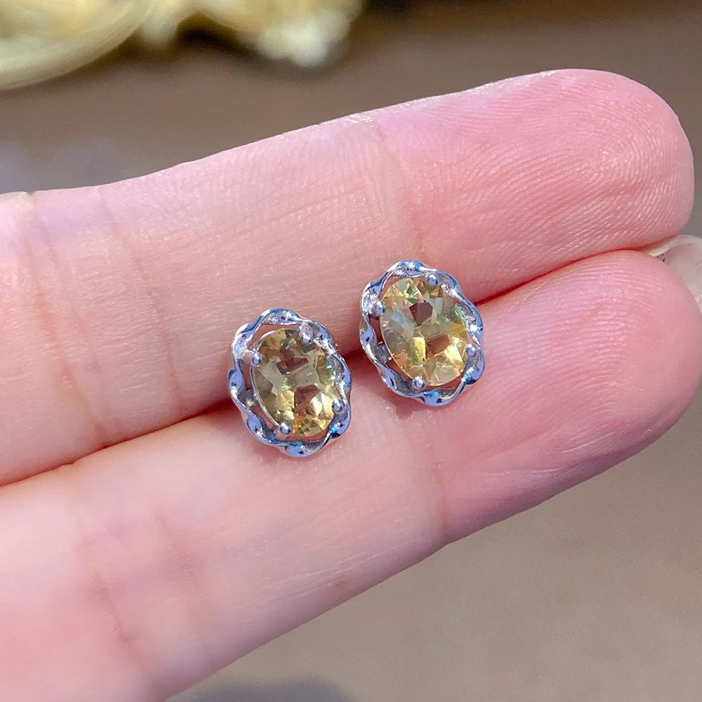 Gioiellieri Genuine Natural Garnet Amethyst Citrine Peridot Topaz Earrings Rhodium Plated 925 Sterling Silver