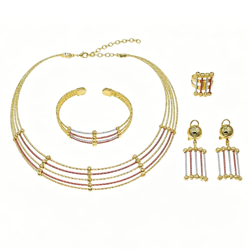 Italian Jewelry Set Alloy Brazilian Jewelry Sets Wedding Party Pendant Necklace Bracelet Ring Earrings Jewelry Set  HS2604925