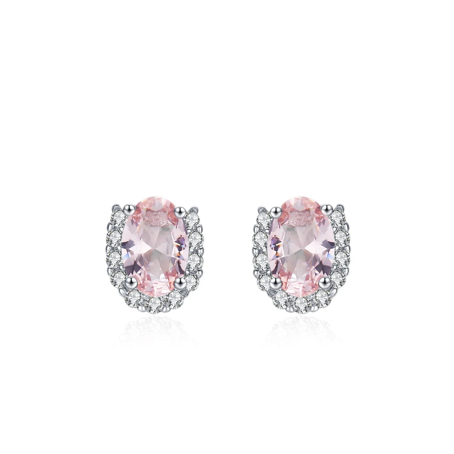 New 925 Sterling Silver Pink Collarbone Chain Earrings Fashion Sweet Fresh Jewelry Set Gift Set