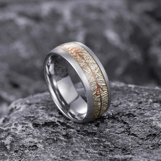 REBEL Men Jewelry Ring 8mm Arrow Stripe Dome Gift Tungsten Carbide Ring comfort Fit