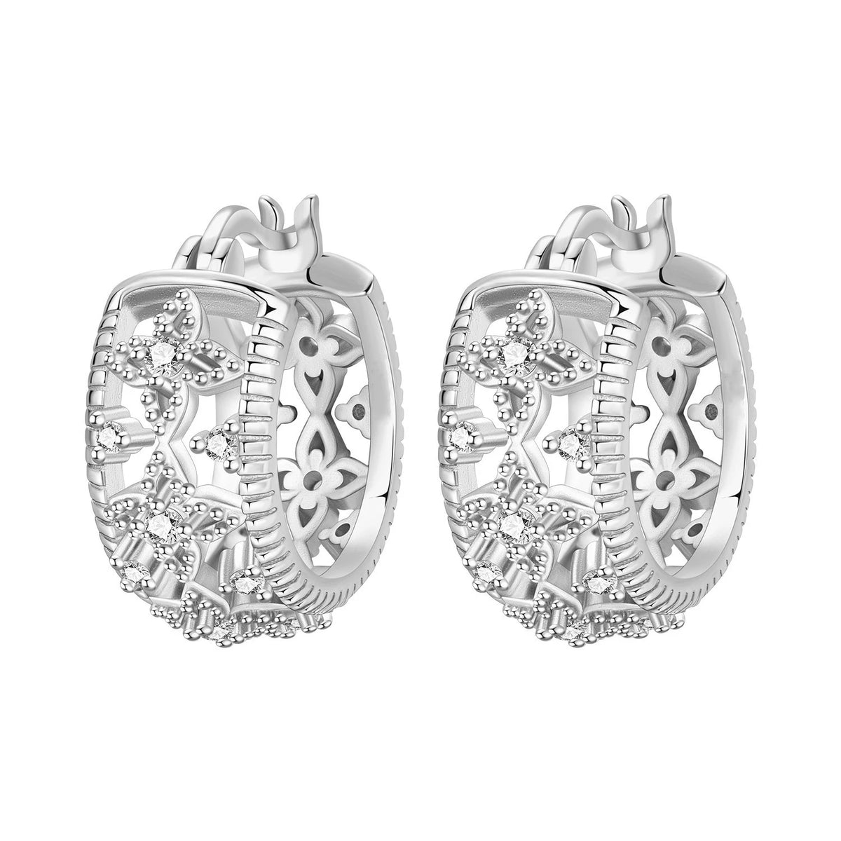 S&S Zircon Plant & Maple Leaf Hoop Earrings — S&S Collection