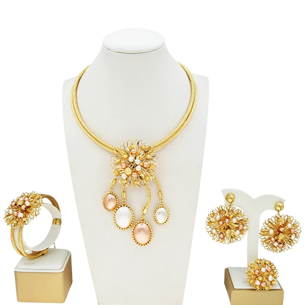 Italian Jewelry Set Alloy Brazilian Jewelry Sets Wedding Party Pendant Necklace Bracelet Ring Earrings Jewelry Set  HS2602625