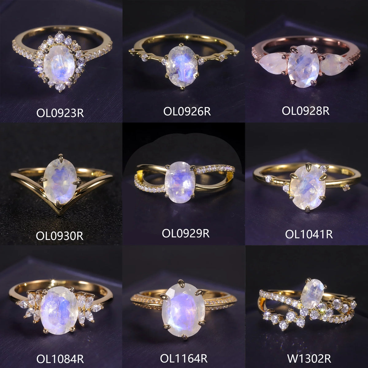 ArtistA Abiding Unique Design Exquisite 925 Silver Inspired Faceted Natural Milky Blue Moonstone Cluster Halo Ring for Women Bijoux