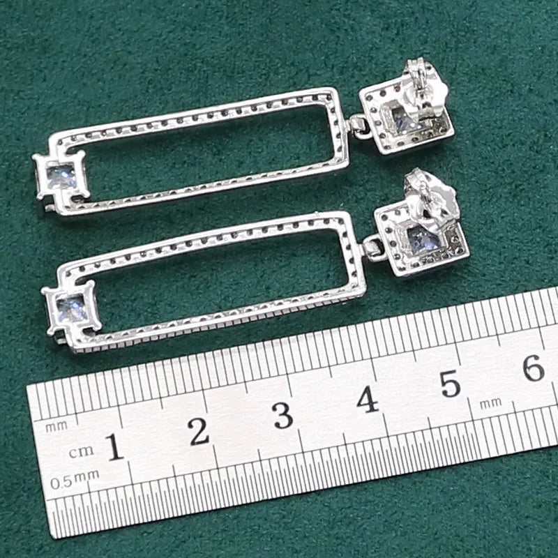 XOTICA Luxury Dubai Silver Jewelry Set for Women Long Earrings Necklace Pendant Ring-Wedding Gift
