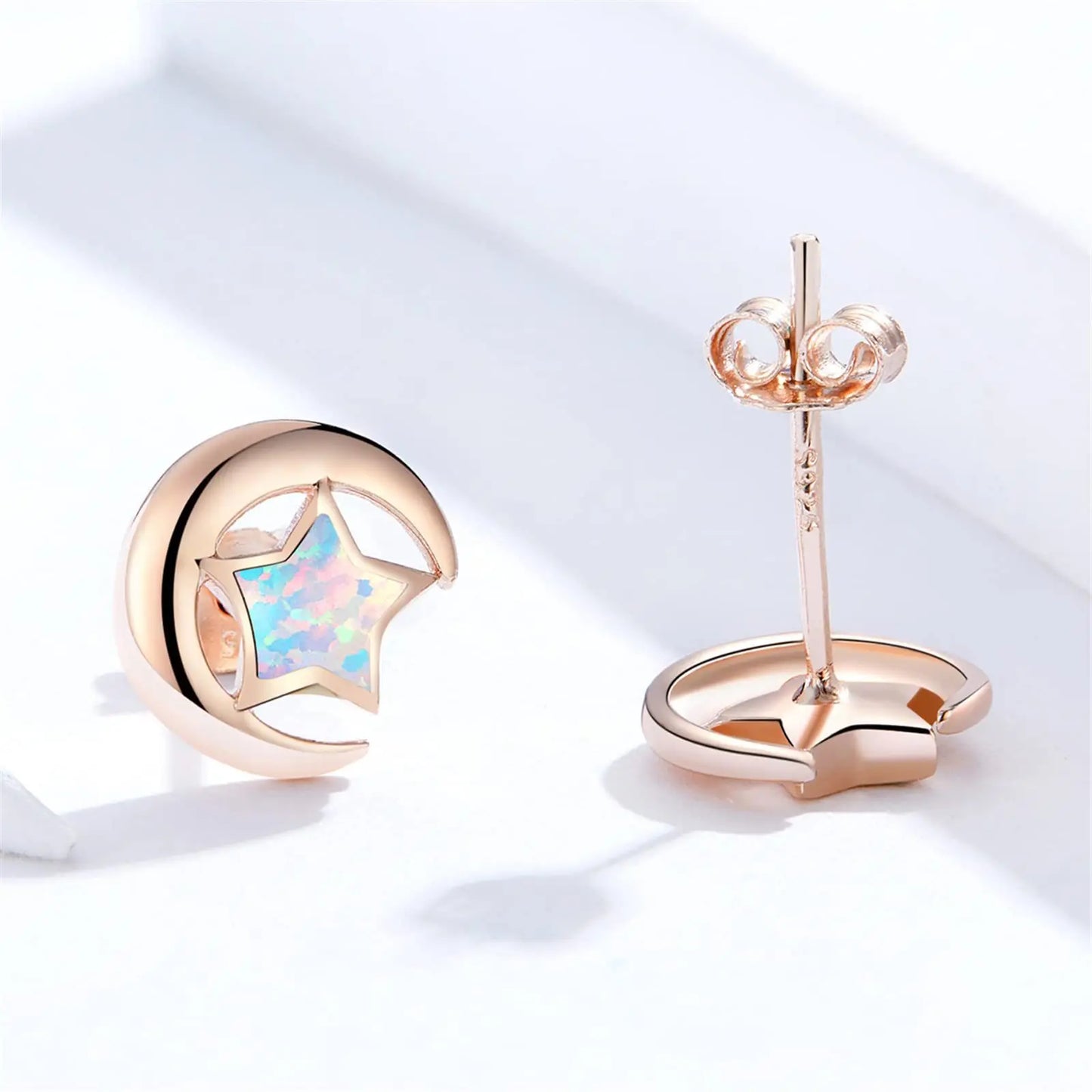 Tiktok Viral Hawaiian Star Moon Earrings White Opal Studs Dainty Protein Stone Jewelry for Women