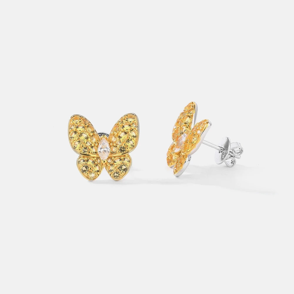 MUSHAN Jewelry Factory S925 Sterling Silver Butterfly High End High Carbon Diamond Jewelry Stud Earrings for Women Are Niche