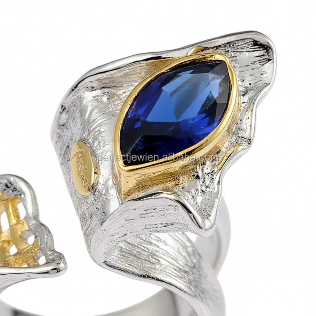 Bangkok Fashion 925 Sterling Silver Gold Plated Ring Jewelry