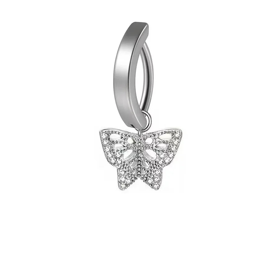 S&S Minimalist Curved Smooth Belly Button Nail butterfly Five Pointed Star Belly Button Buckle Piercing Jewelry