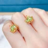 S&S Natural Peridot 925 Silver Gold Plated Jewellery Set | Minimalist Ring, Earrings & Necklace | S&S Collection