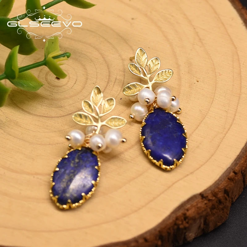 GLSEEVO Natural Freshwater Baroque Pearl & Gold Flower Leaves Jewellery Set — Necklace, Earrings & Bracelet