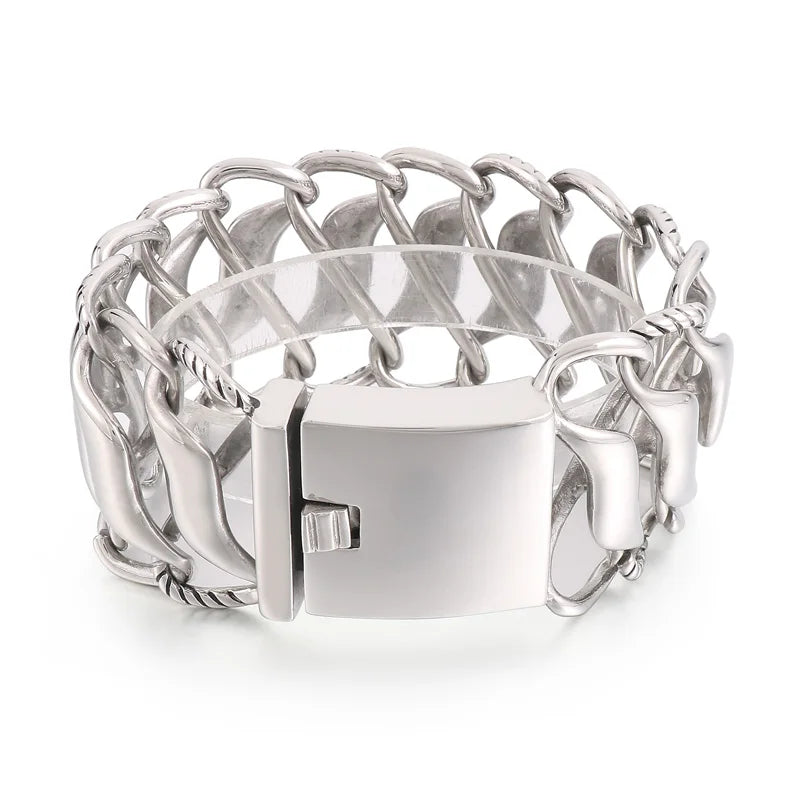 KALEN 220mm Unisex Fashion Polished Stainless Steel Original Links Bracelet