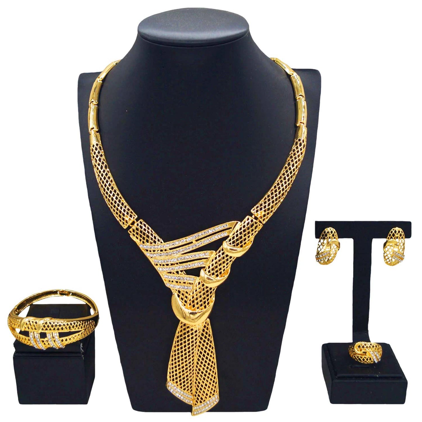 Zhuerrui Personality Unique Jewelry Four Sets of 24K Gold Plated Diamond Gorgeous Fashion Elegant Factory Direct SalesHY14041511