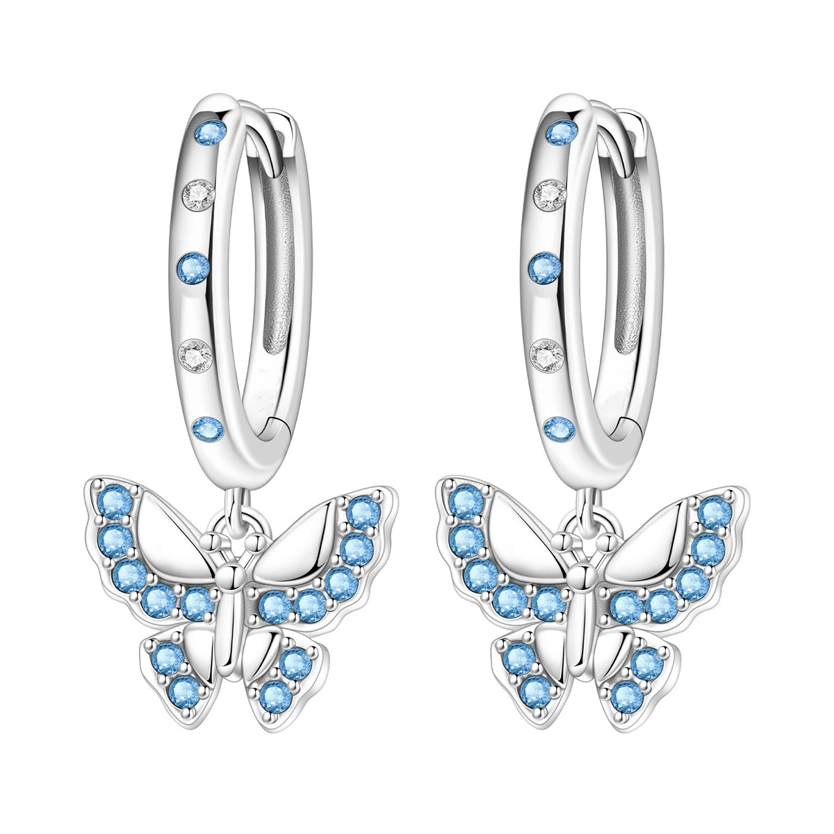 S&S Butterfly Zircon Drop & Stud Earrings | Silver Plated | S&S