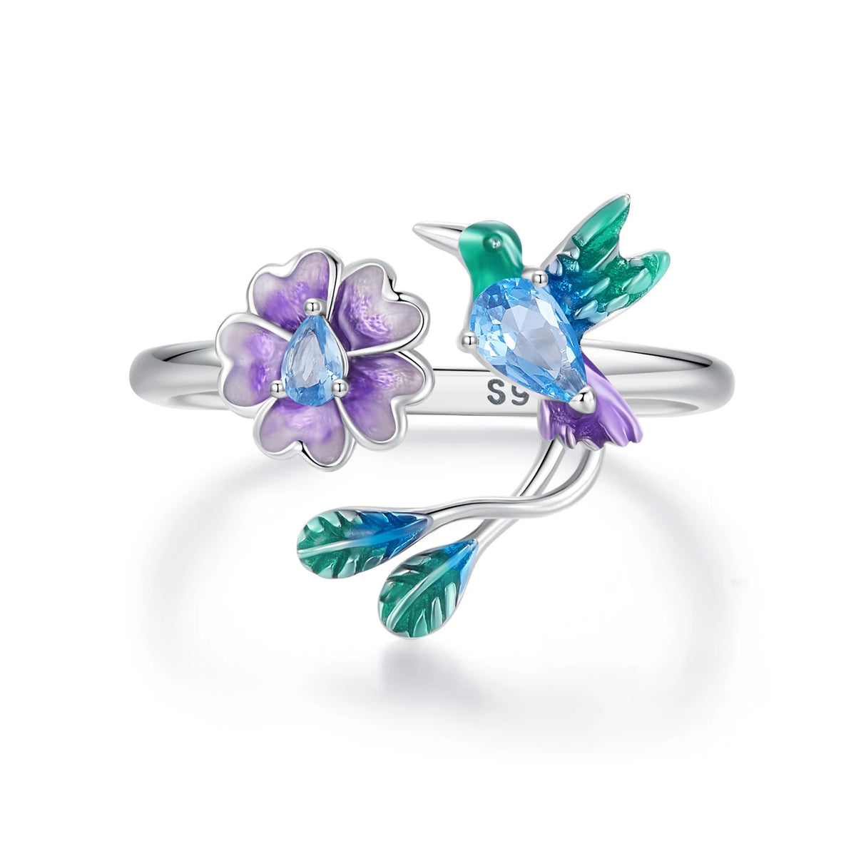 S&S 925 Silver Earring & Ring Set – Butterfly, Dragonfly, Bird & Flower – Platinum Plated – Collection
