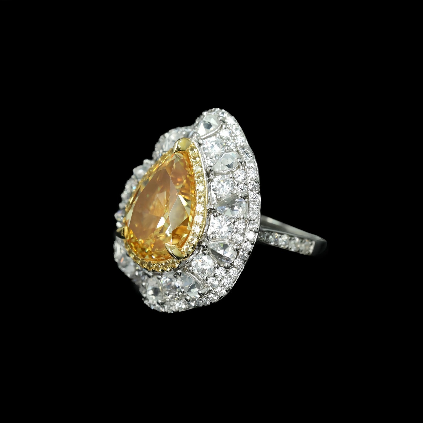 MUSHAN Jewelry Factory 925 Sterling Silver Engagement Rings Luxury Yellow Pear Oval High Carbon Diamond Wedding Ring for Women