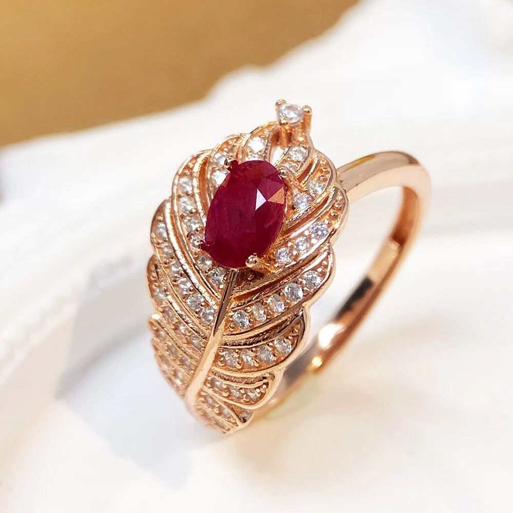 Gioiellieri 925 Sterling Silver Gold Plated Gemstone Ring Natural Ruby Prong Set Certified for Engagement Anniversary Parties Everyday Wear