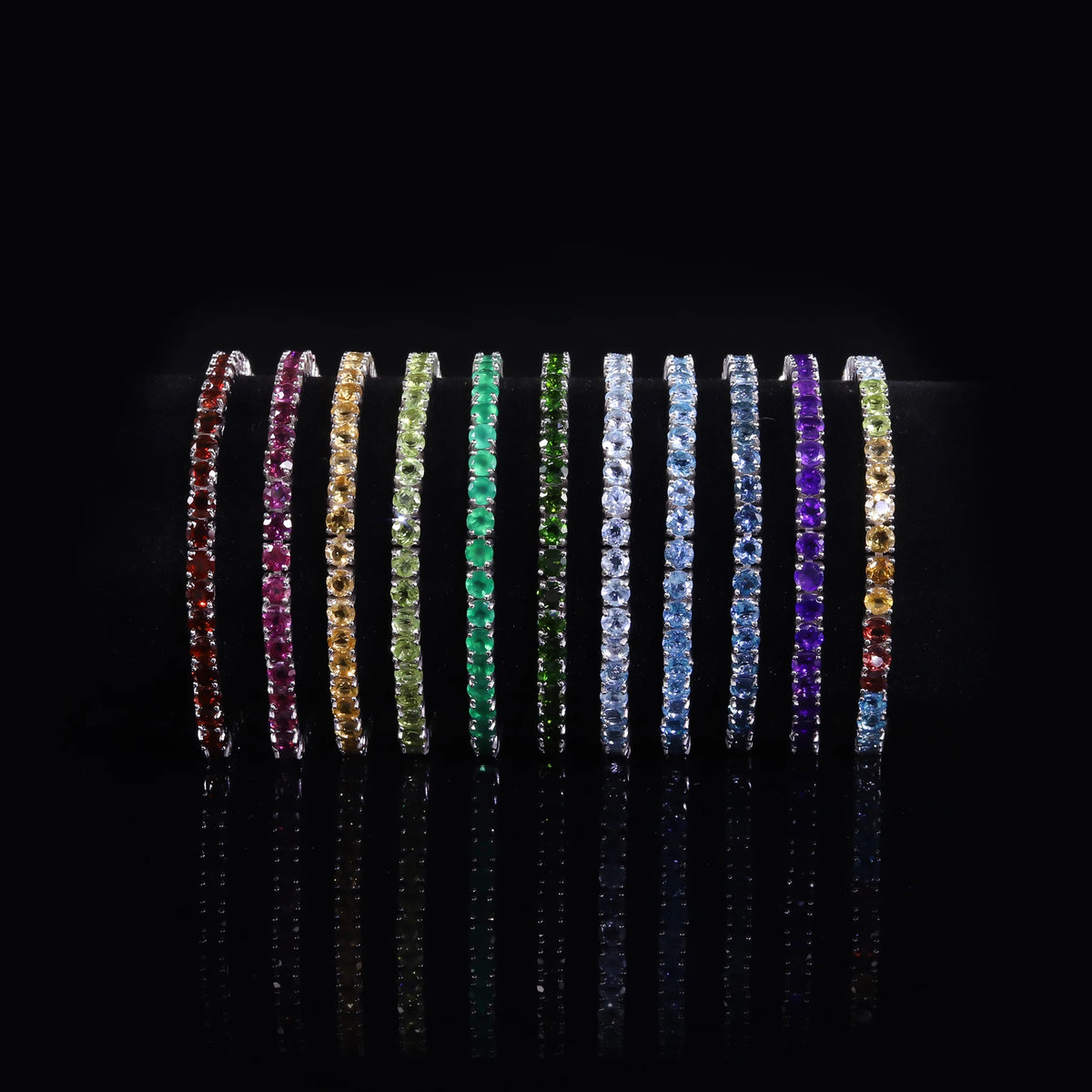 ArtistA Abiding OEM ODM Colored Gemstone 5MM 7IN 11g 925 Silver Garnet Citrine Peridot Topaz Natural Gemstone Tennis Bracelet