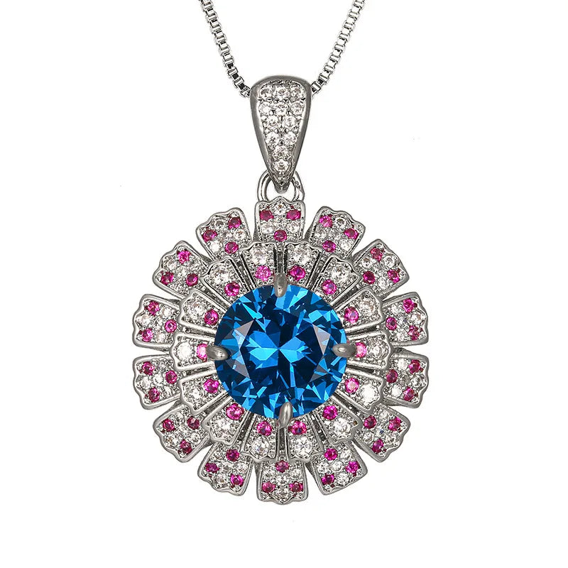 REDheart Fashion Women's 18K Gold Plated Zircon Flower Design Jewelry Set with Necklace and Open Ring