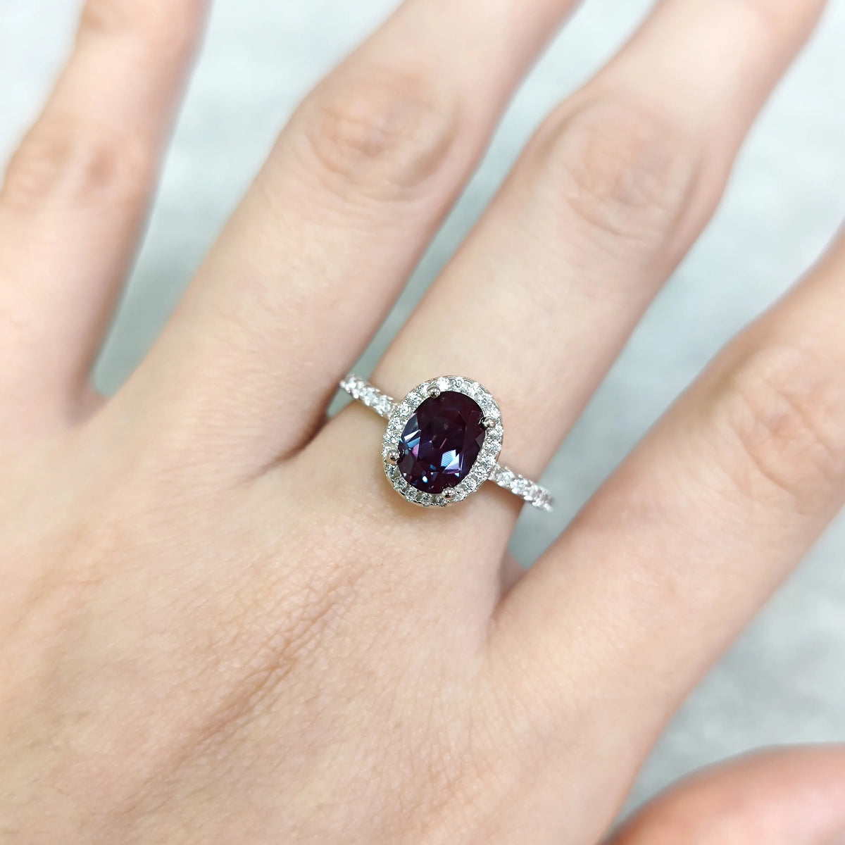 ArtistA KH082 Abiding Manufacturer Custom Color Change Alexandrite Gemstone 925 Sterling Silver Wedding Rings