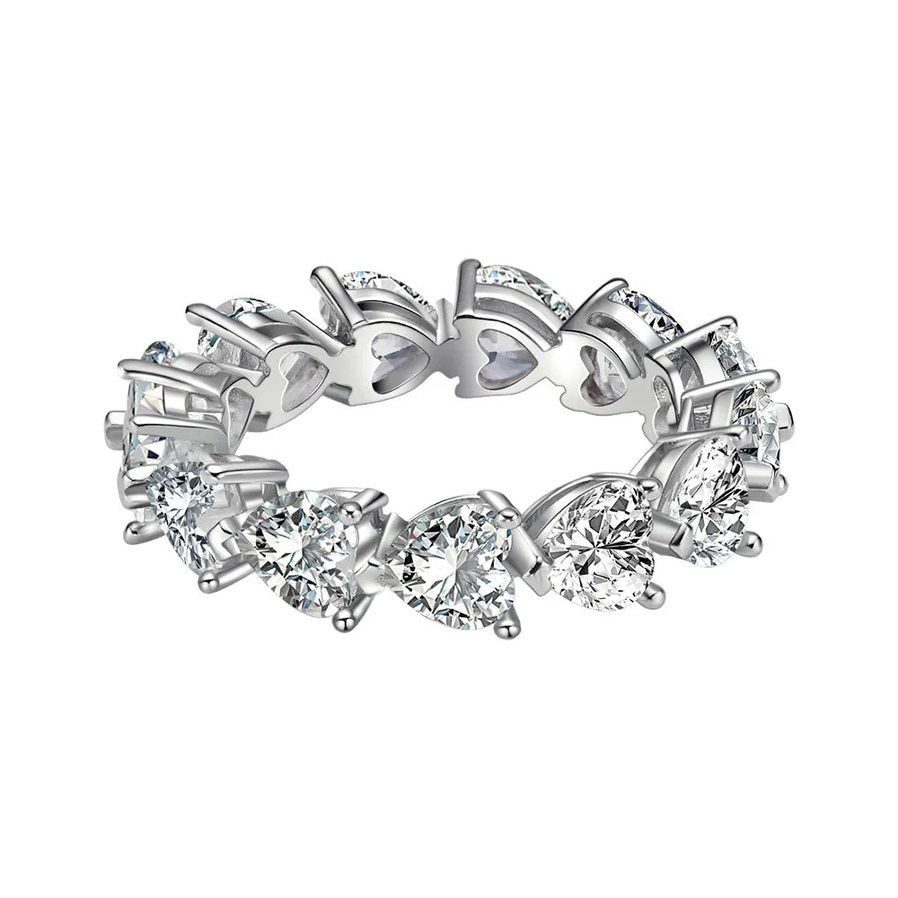 MuShan Jewelry Factory New Heart Shaped Diamond S925 Silver Ring with Women Inlay 8A High Carbon Diamond Ring Fashion