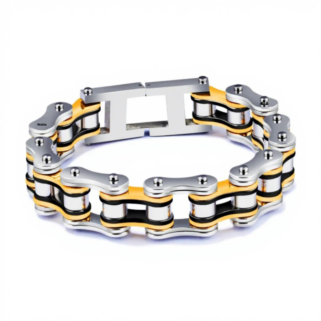 REBEL Vintage Stainless Steel Men's Bracelet Black Red Car Chain for Anniversary