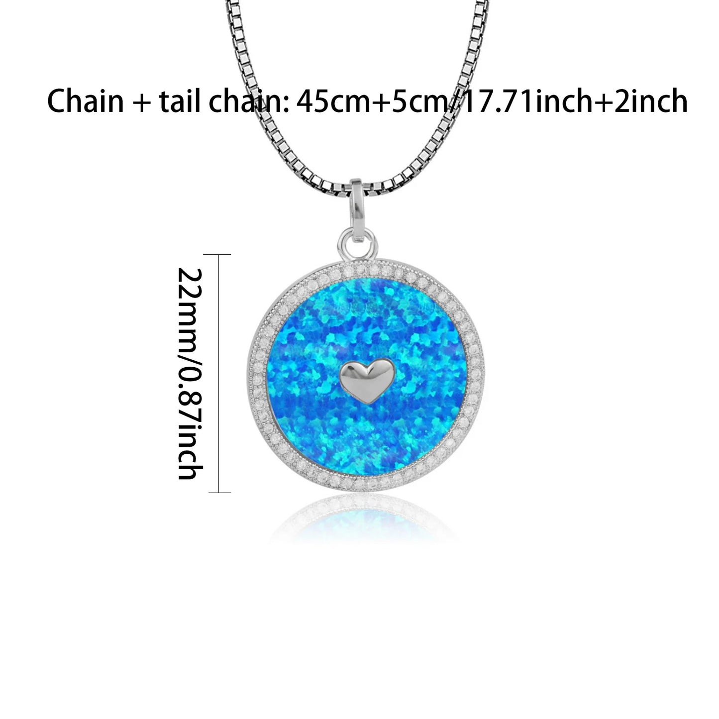 Geometric Opal Box Chain Silver Plated Lariat Necklace Aobao Trendy Gift