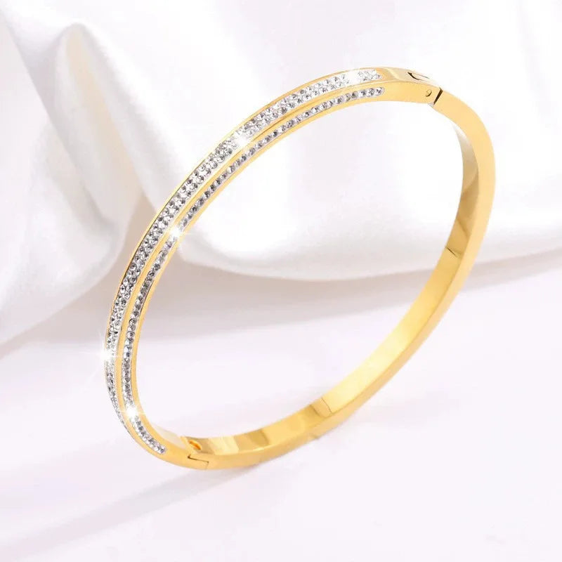 REBEL Stainless Inoxydable Stainless Steel 18K Gold Plated Roman Women Fashion Jewelry Bracelets Bangles