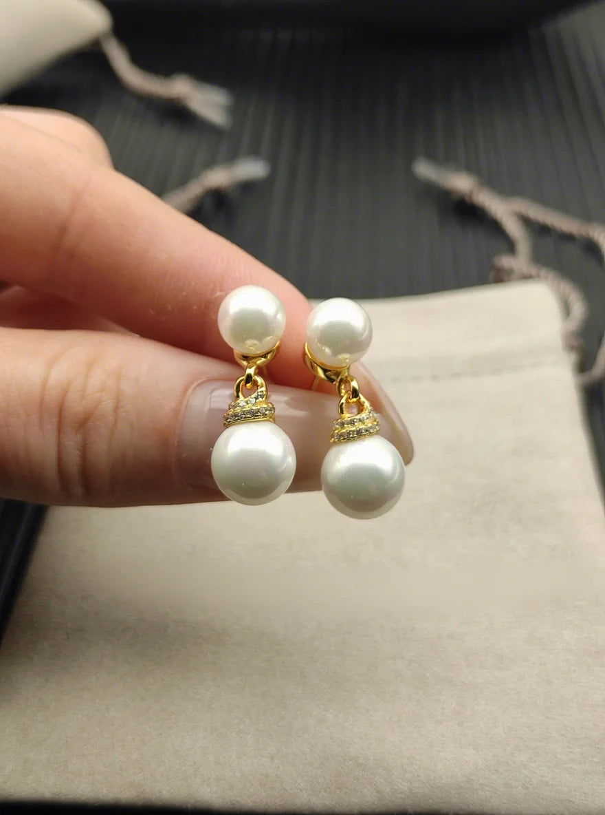 FASHIONISTA DY High-Quality Silver-Plated Pearl and Diamond Earrings. Gold-Plated Pearl Earrings. Jewelry .