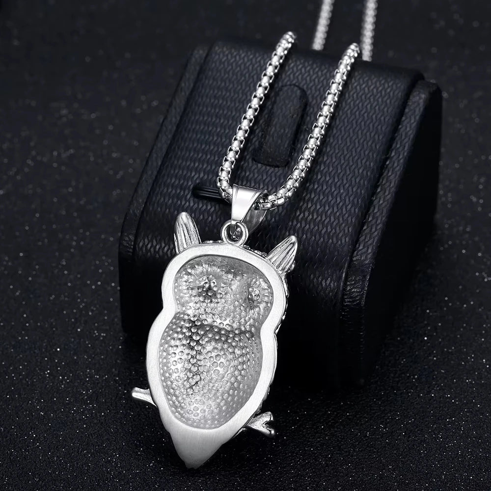 Hip Hop Viking Owl Bird Tree Branch Punk Iced Out Moissanite Pvd Stainless Steel Fashion Jewelry Pendant Necklaces Gold Plated