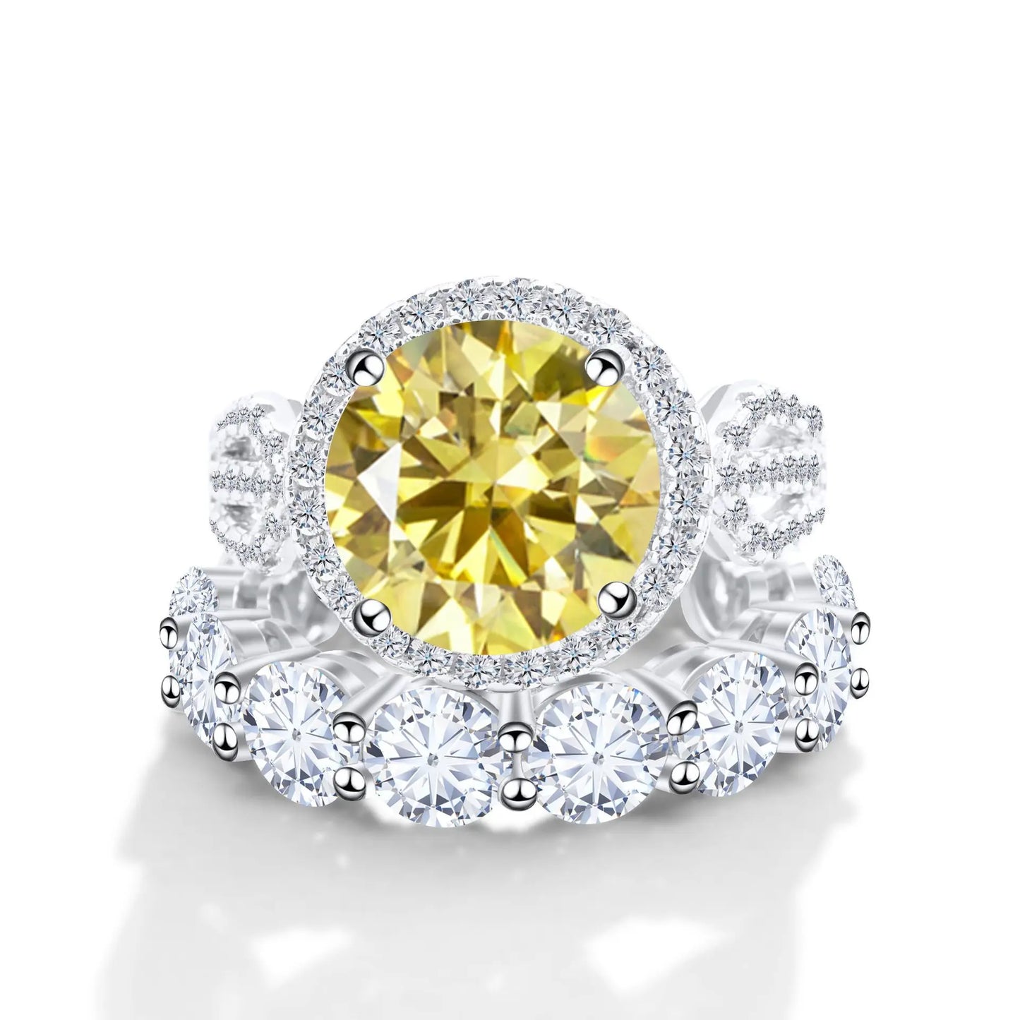Wholesale Fine Luxury Jewelry Women Red Rings with 12 Carat GRA Certificate Big diamond Moissanite 925 Sterling Silver Ring Sets