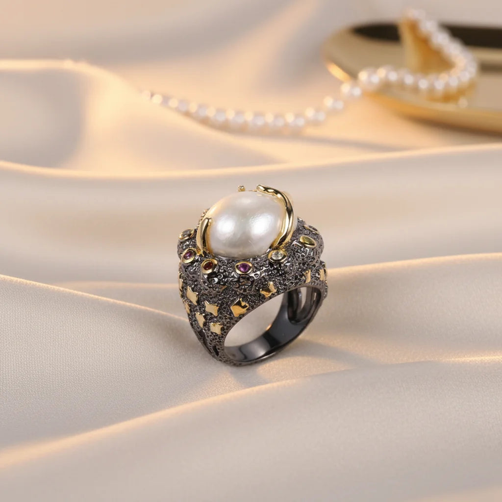 Natural Irregular Shape Pearl Ring Cheap Custom Made Pearl Jewelry