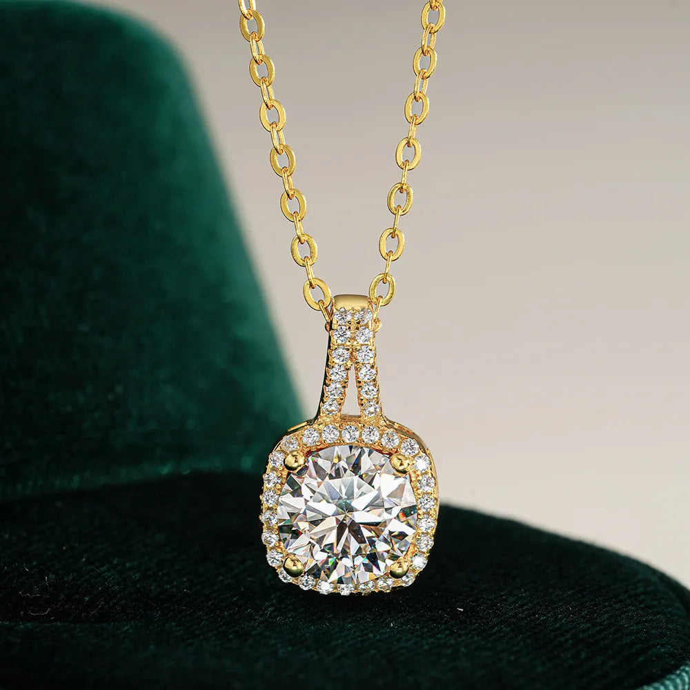 ArtistA Adodo Custom Factory Jewelry Set 18k Gold Plated Fashion Classical S925 Silver 1ct Moissanite Necklace Earrings Set for Women