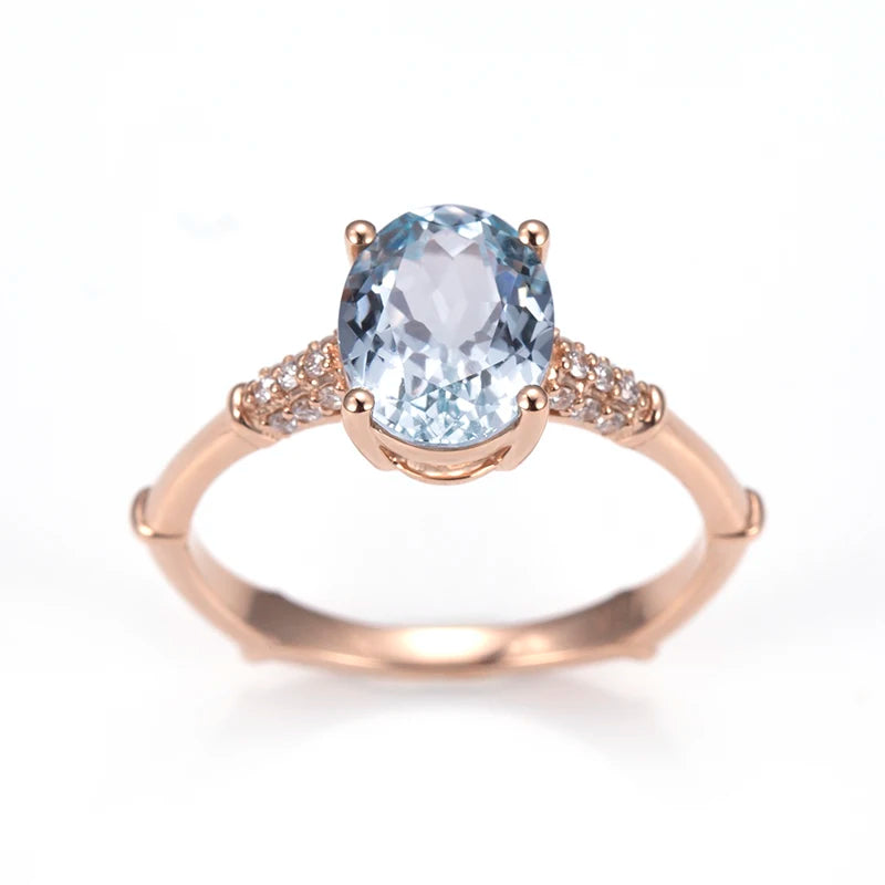 MSR-1228 Customized Jewelry 18K Rose Gold 7*9mm  Oval Lab Grow Gemstone Ring