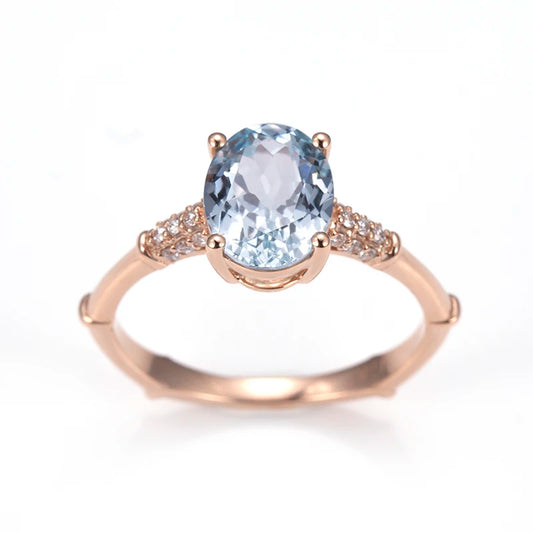 MSR-1228 Customized Jewelry 18K Rose Gold 7*9mm  Oval Lab Grow Gemstone Ring