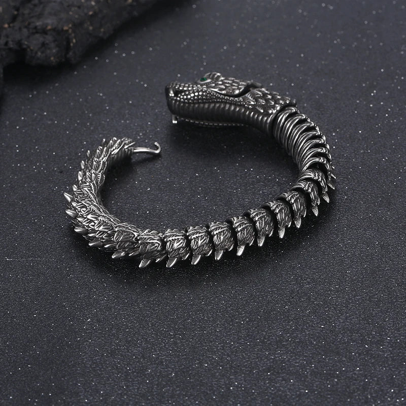 KALEN 210mm Men Punk Stainless Steel Links Bracelet With Vivid Chinese Dragon Head Clasp